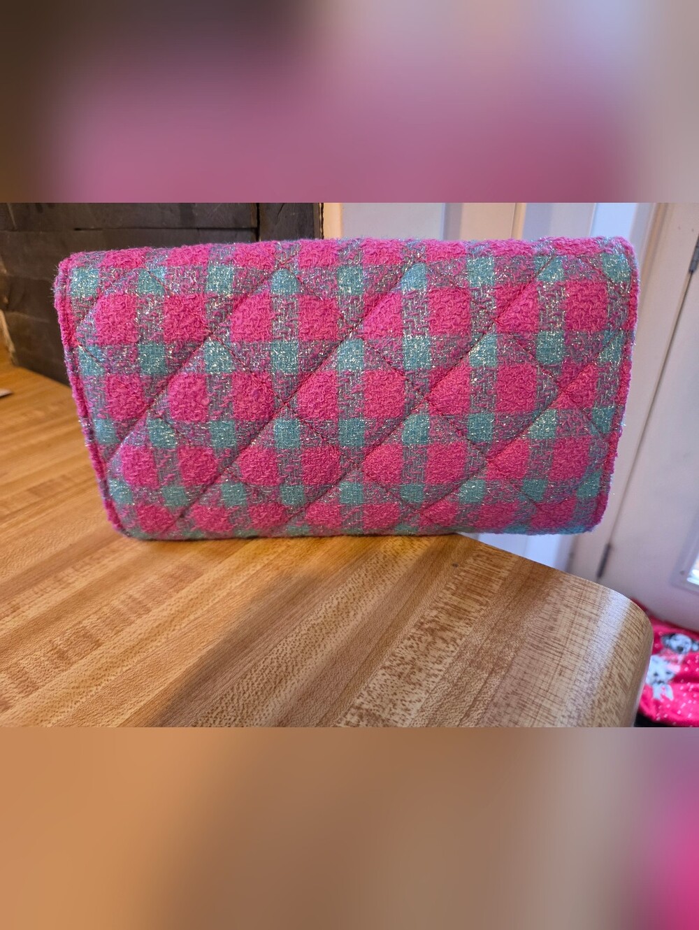 VERSACE NWOT STUNNING Pink & Blue Pouchette/Clutch - Picture 6 of 10